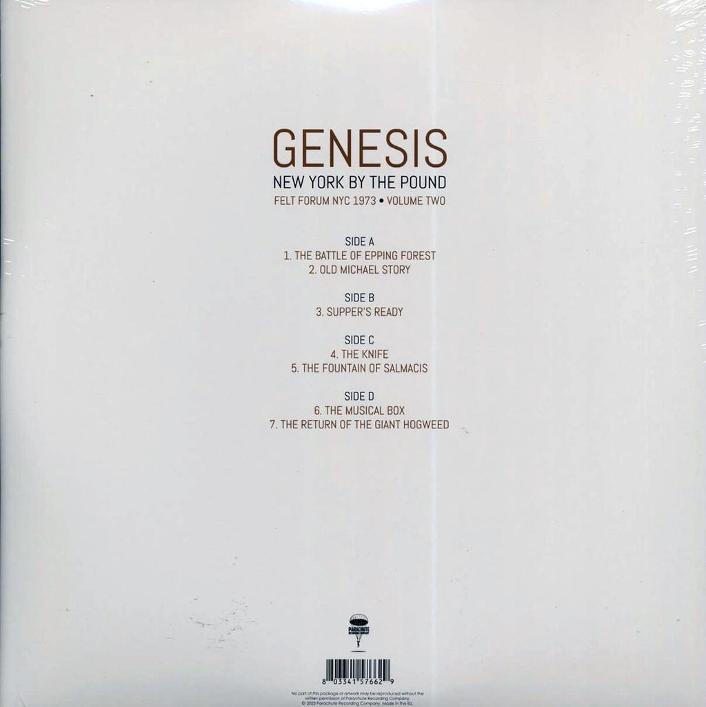 Genesis - New York By The Pound Volume 2: Felt Forum NYC 1973 (2xLP) vinyl LP back cover