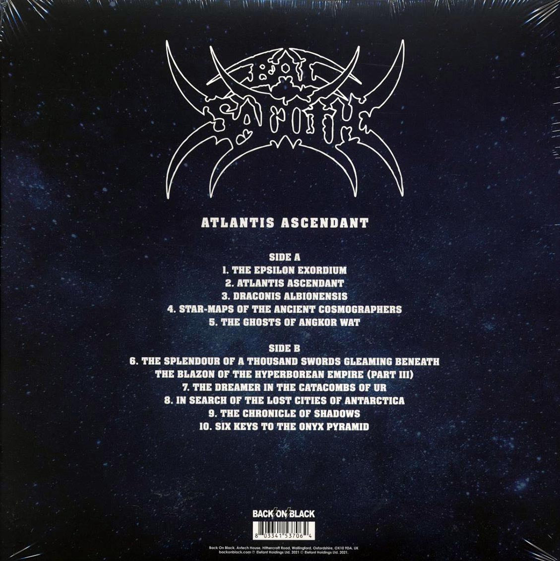 Bal-Sagoth - Atlantis Ascendant (ltd. ed.) (clear/red splatter vinyl) vinyl LP back cover