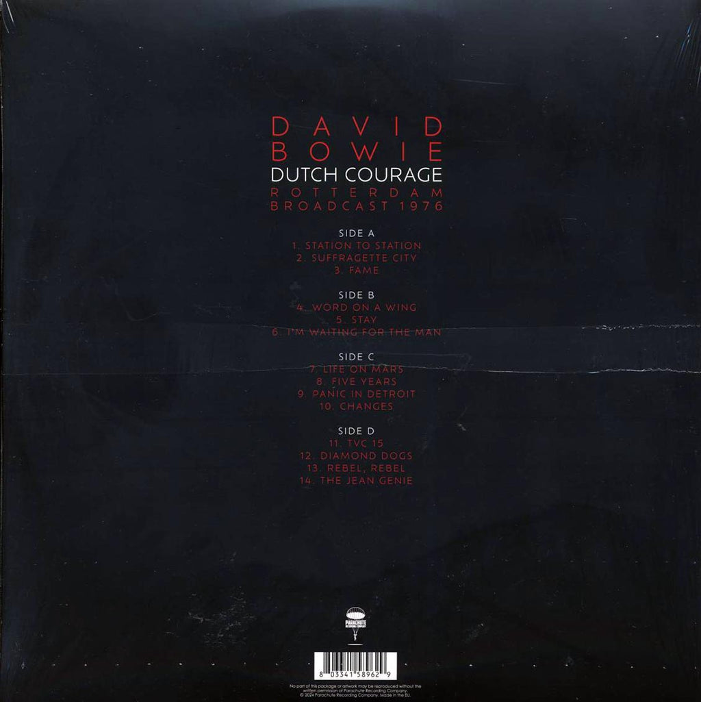 David Bowie - Dutch Courage: Rotterdam Broadcast 1976 (2xLP) vinyl LP back cover