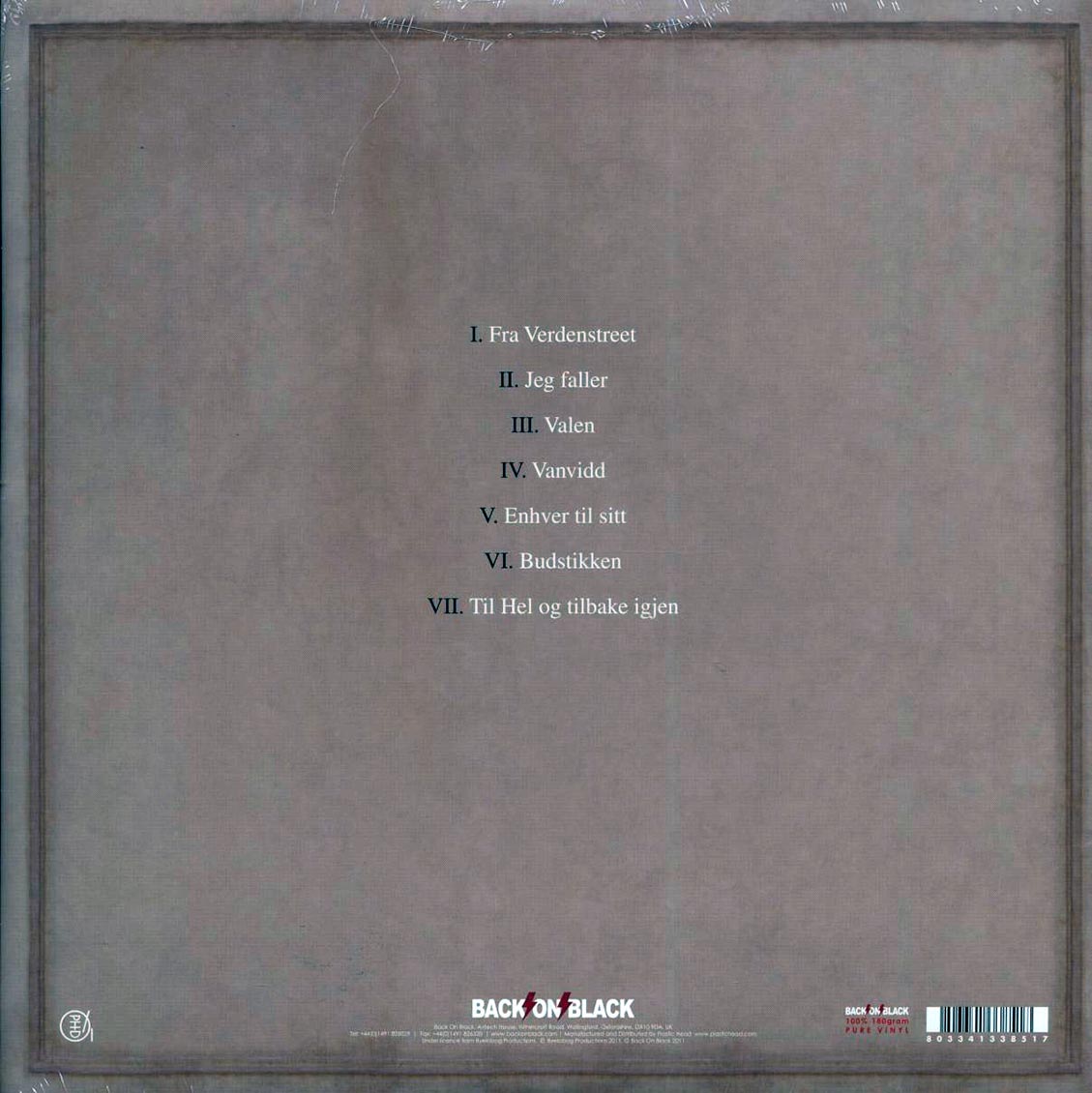 Burzum - Fallen vinyl LP back cover