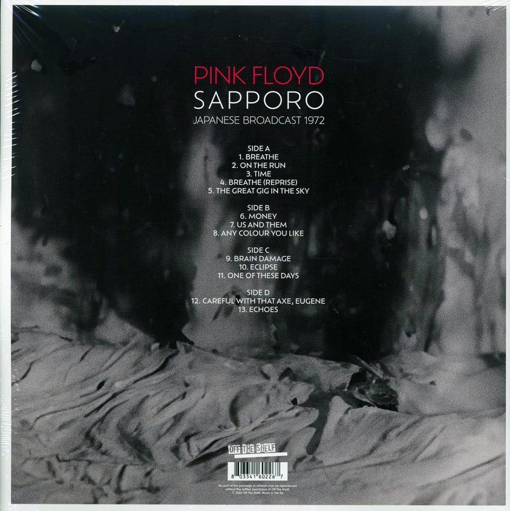Pink Floyd - Sapparo: Japanese Broadcast 1972 (ltd. ed.) (2xLP) (clear vinyl) vinyl LP back cover