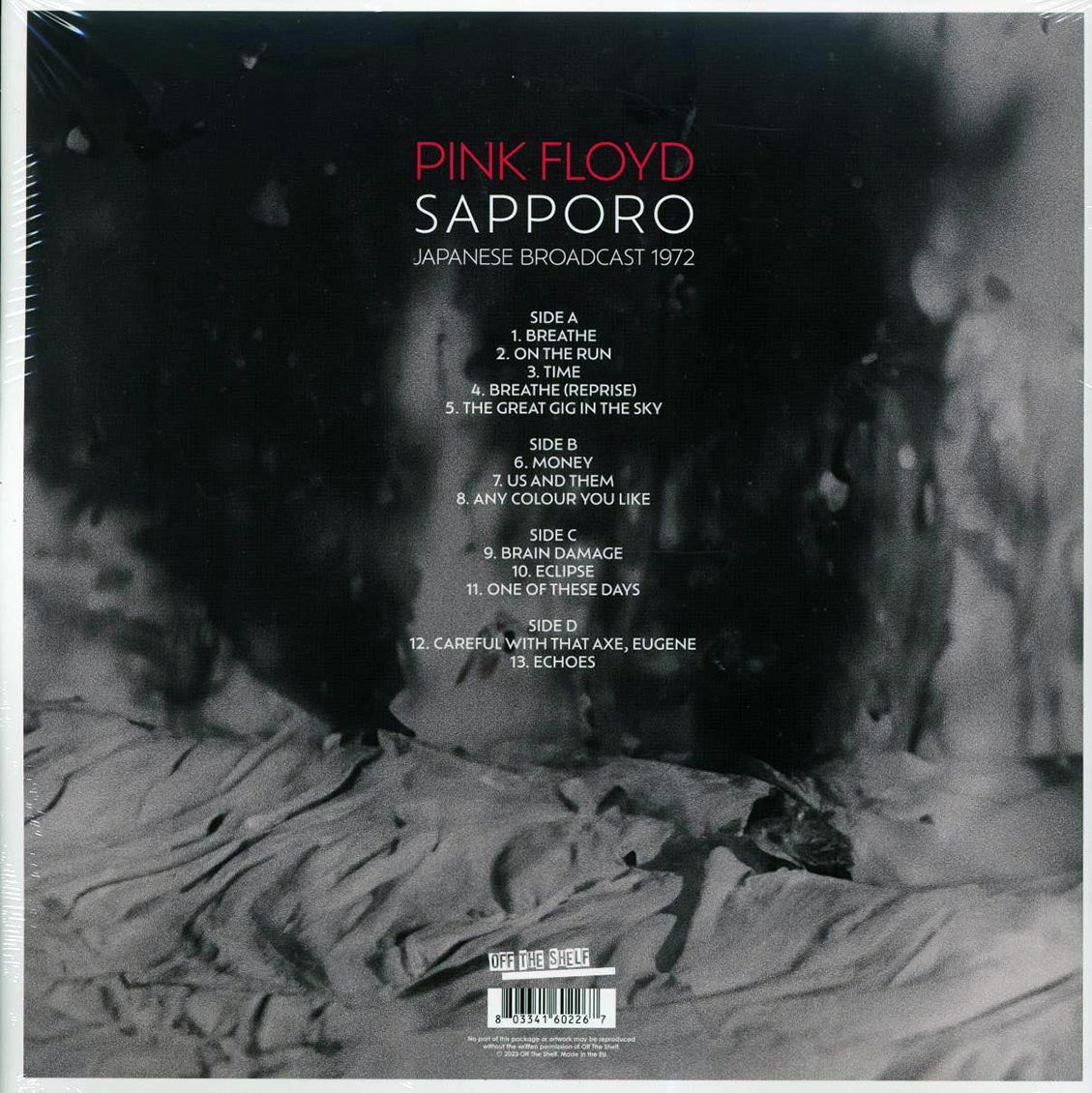 Pink Floyd - Sapparo: Japanese Broadcast 1972 (ltd. ed.) (2xLP) (clear vinyl) vinyl LP back cover