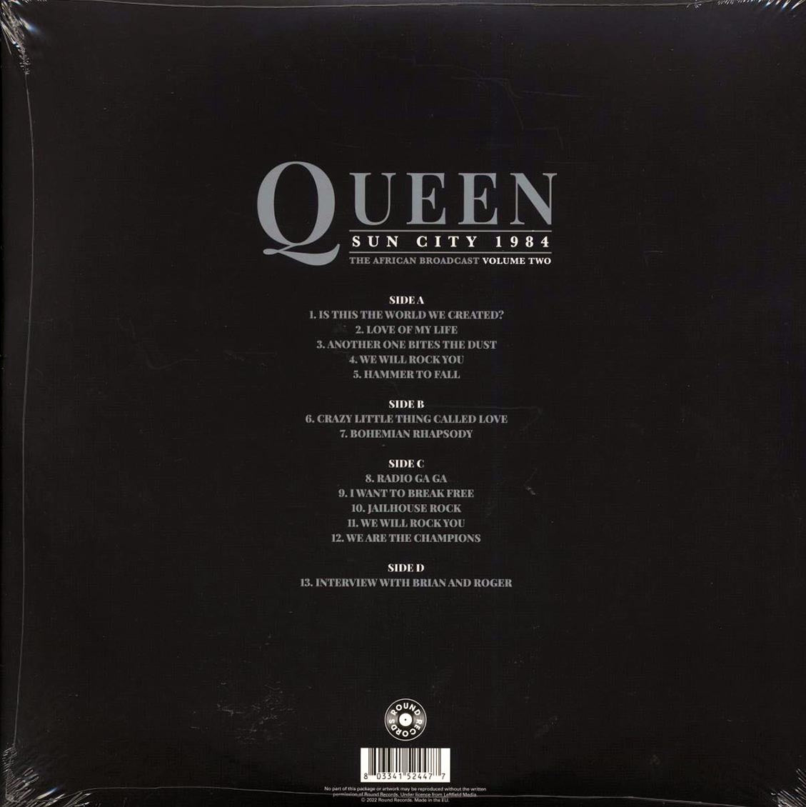 Queen - Sun City 1984 Volume 2: The African Broadcast (2xLP) vinyl LP back cover