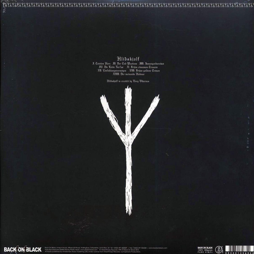 Burzum - Hlioskalf vinyl LP back cover