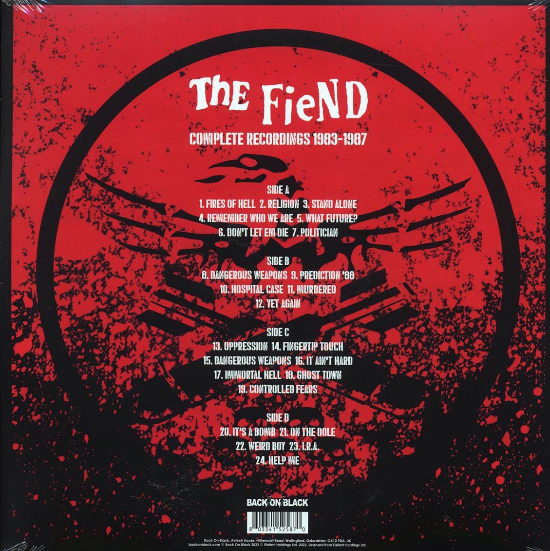 The Fiend - Complete Recordings 83-87 (ltd. ed.) (2xLP) (red vinyl) vinyl LP back cover