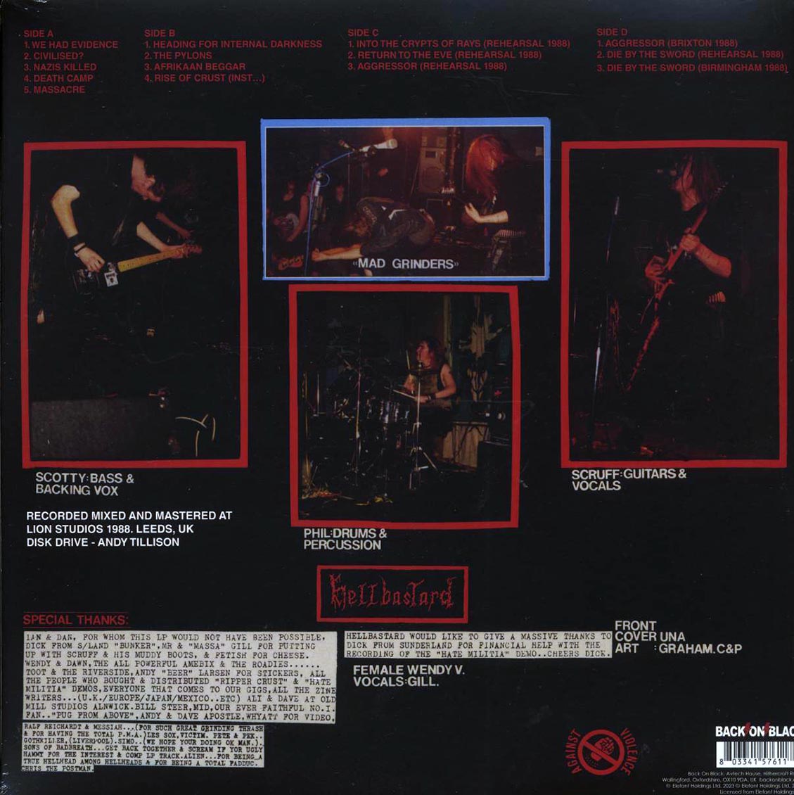 Hellbastard - Heading For Internal Darkness (ltd. ed.) (2xLP) (red vinyl) vinyl LP back cover
