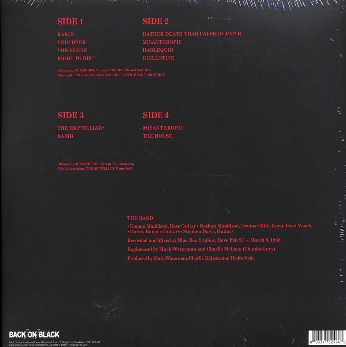 Hydra Vein - Rather Death Than False Of Faith (ltd. ed.) (2xLP) (clear/purple splatter vinyl) vinyl LP back cover