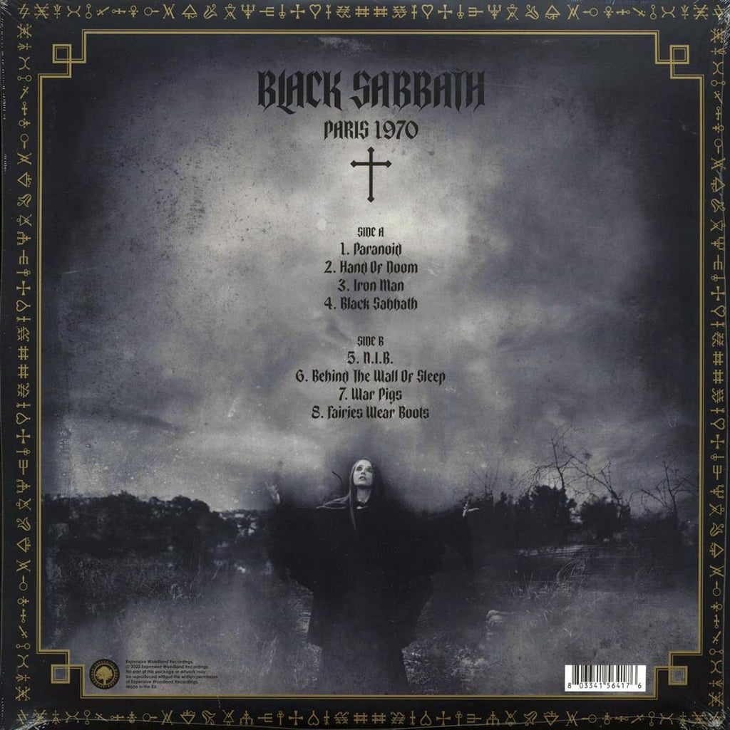 Black Sabbath - Paris 1970 vinyl LP back cover