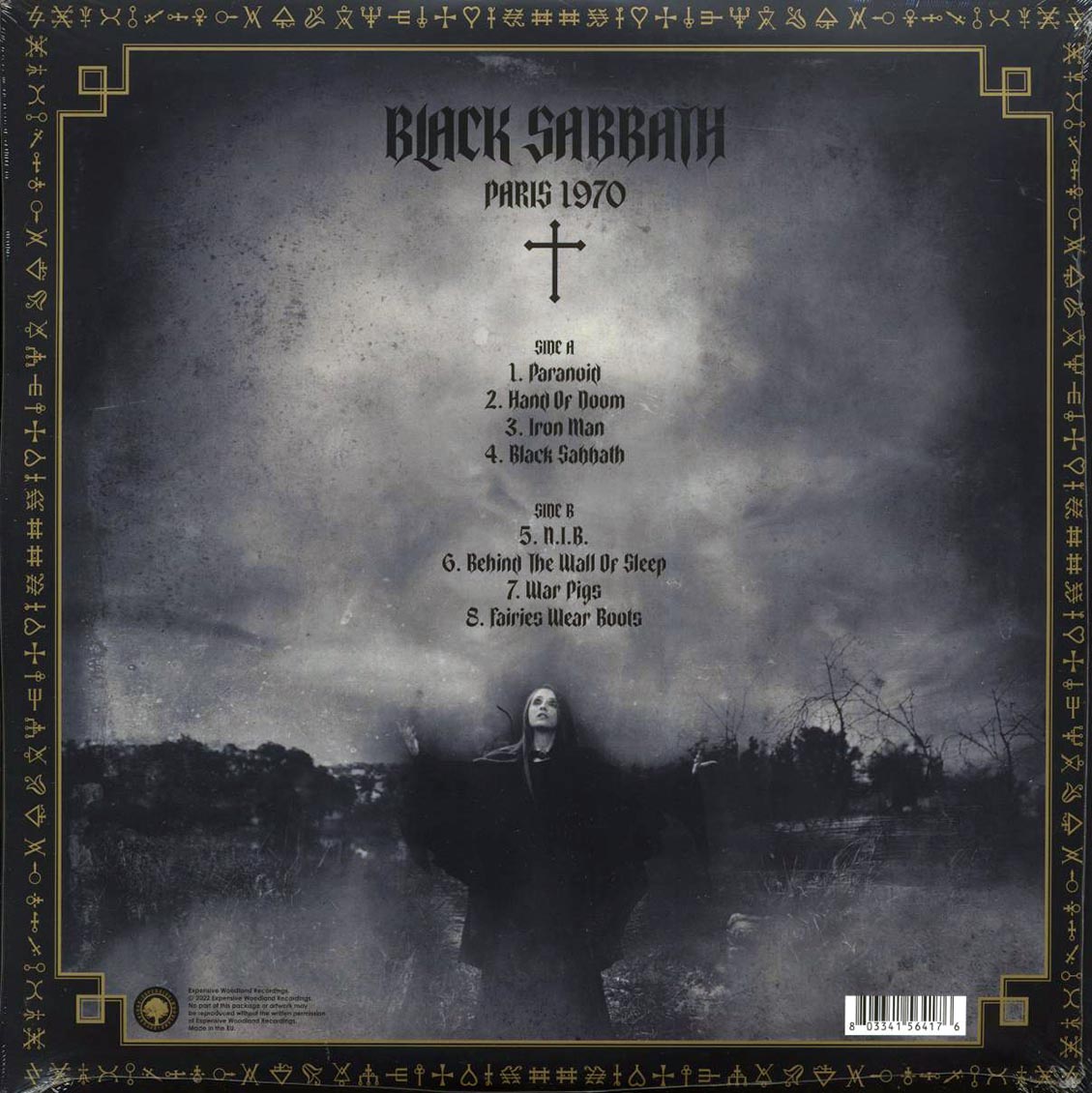 Black Sabbath - Paris 1970 vinyl LP back cover