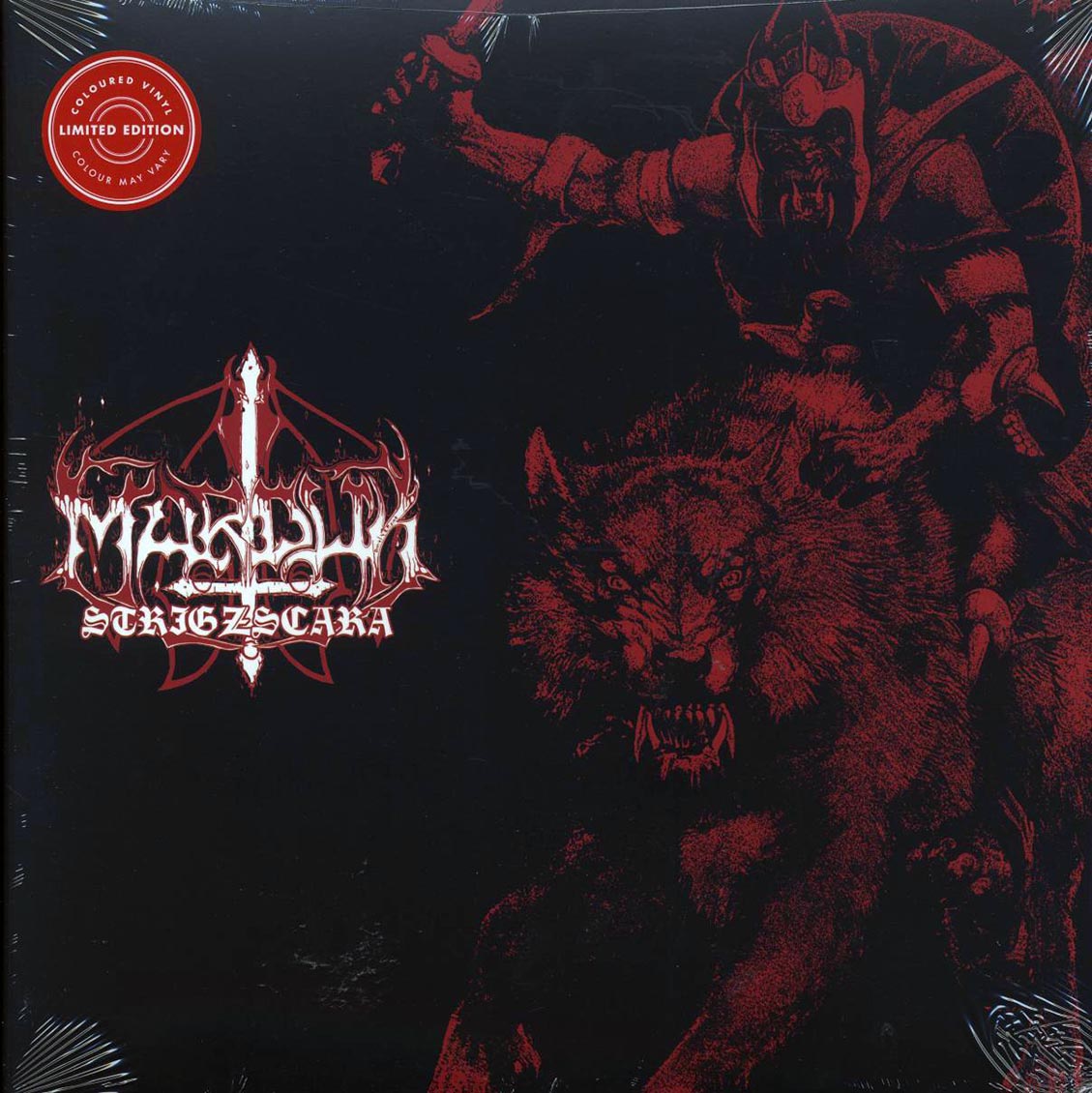 Marduk - Strigzscara (Warwolf) (ltd. ed.) (red/black splatter vinyl) vinyl LP front cover
