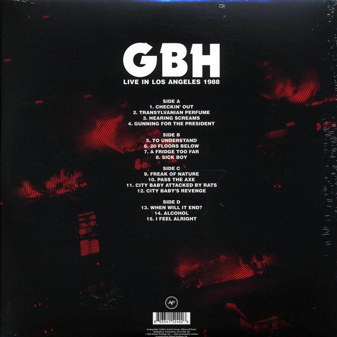 GBH - Live In Los Angeles 1988 (ltd. ed.) (2xLP) (red vinyl) vinyl LP back cover