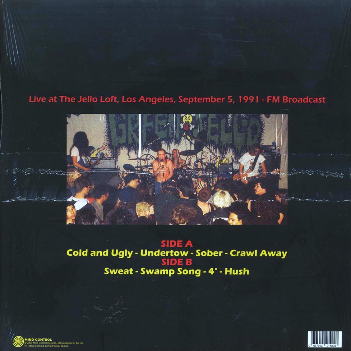 Tool - There's A Shadow Behind Me: Live At The Jello Loft, Los Angeles, September 5 1991 vinyl LP back cover
