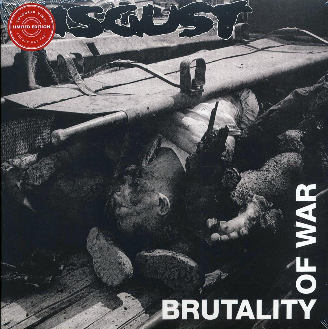 Disgust - Brutality Of War (ltd. ed.) (red/black splatter vinyl) vinyl LP front cover