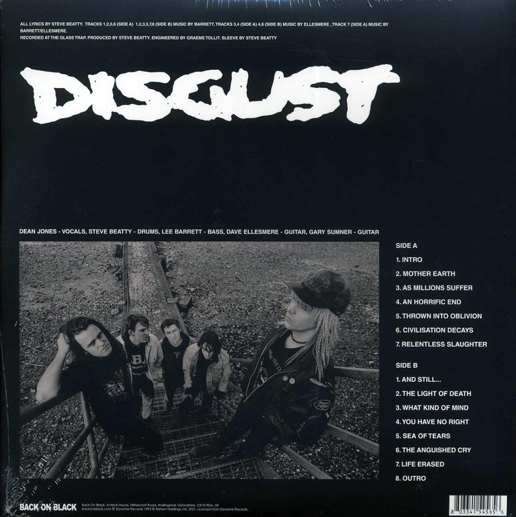 Disgust - Brutality Of War (ltd. ed.) (red/black splatter vinyl) vinyl LP back cover