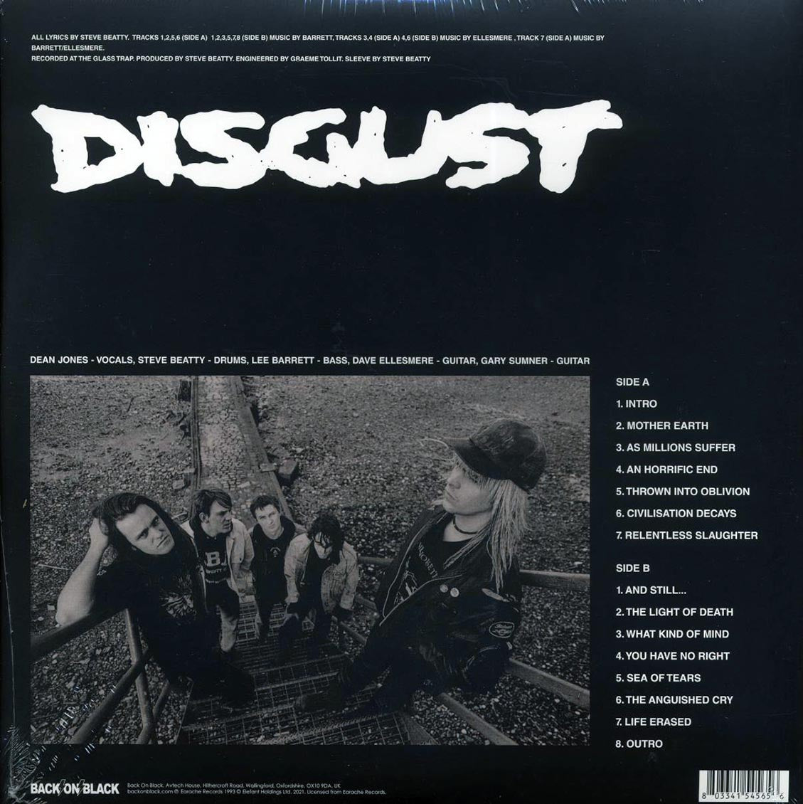 Disgust - Brutality Of War (ltd. ed.) (red/black splatter vinyl) vinyl LP back cover