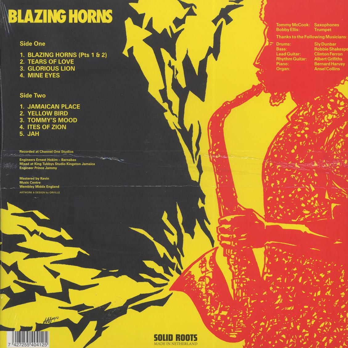Tommy McCook, Bobby Ellis - Blazing Horns vinyl LP back cover