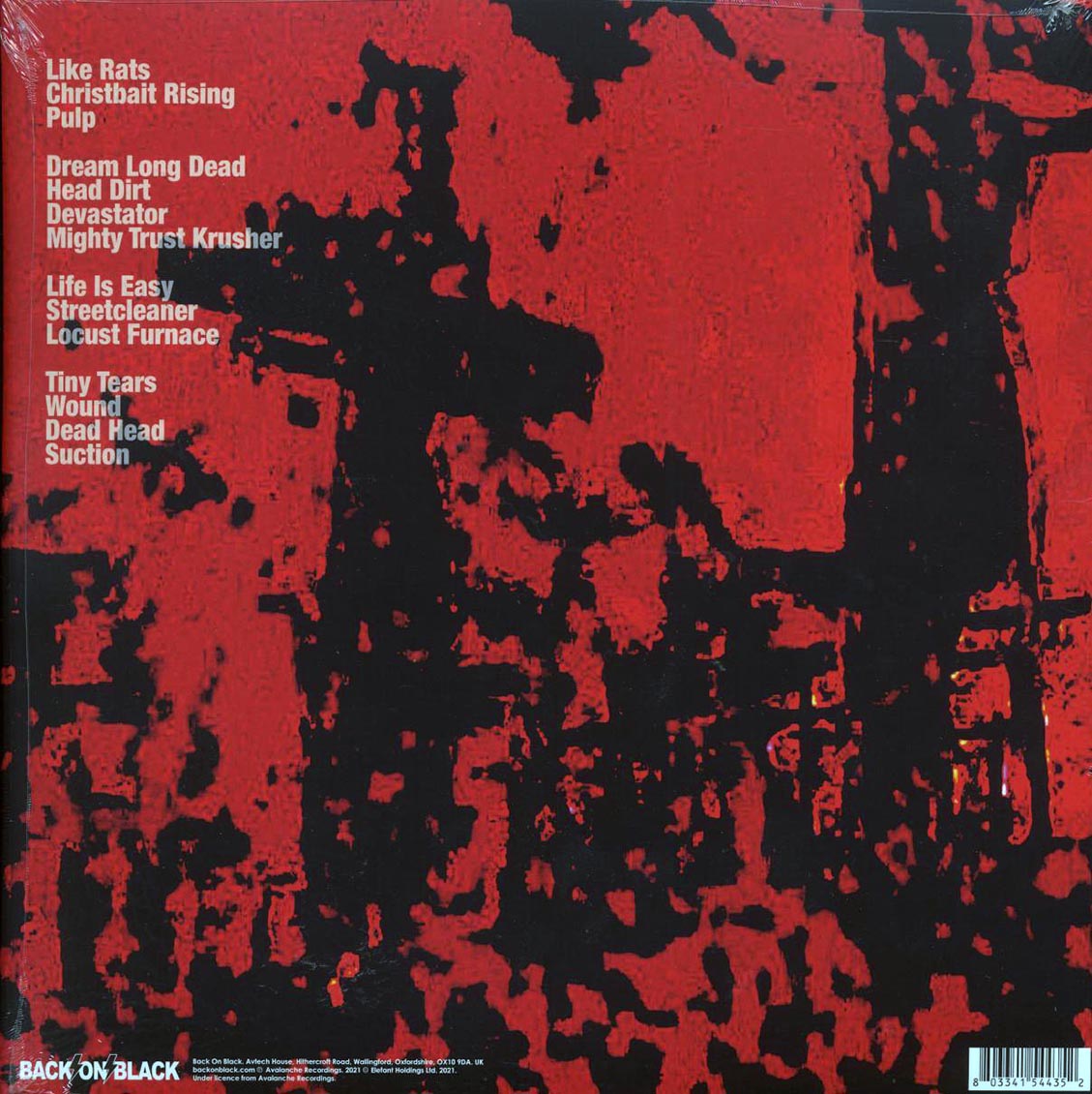 Godflesh - Streetcleaner: Live At Roadburn 2011 (ltd. ed.) (2xLP) (red vinyl) vinyl LP back cover