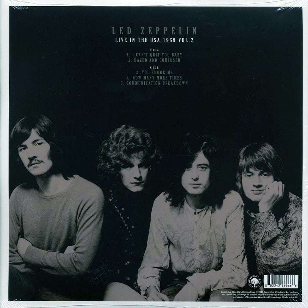 Led Zeppelin - Live In The USA 1969 Volume 2 vinyl LP back cover
