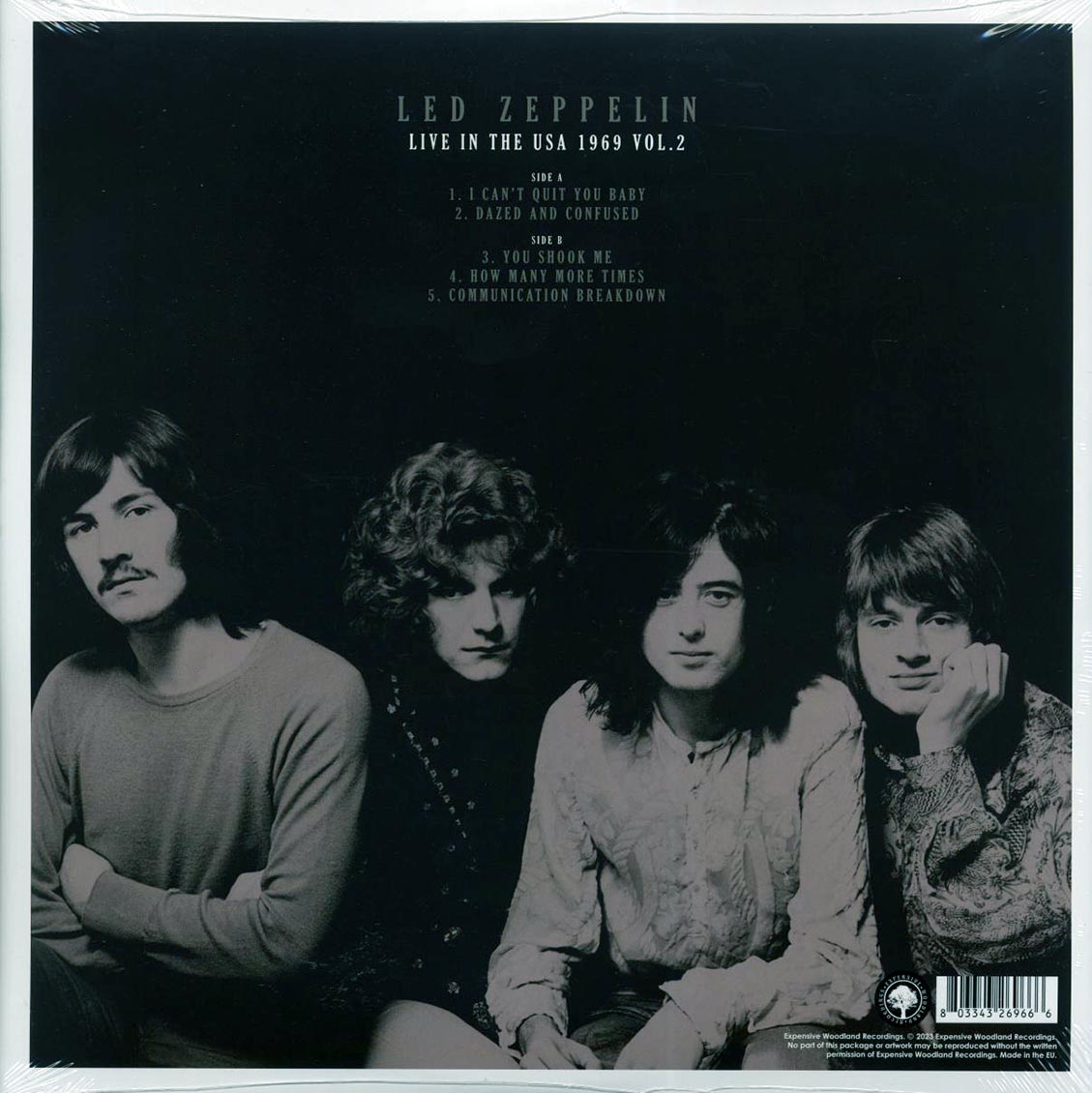 Led Zeppelin - Live In The USA 1969 Volume 2 vinyl LP back cover