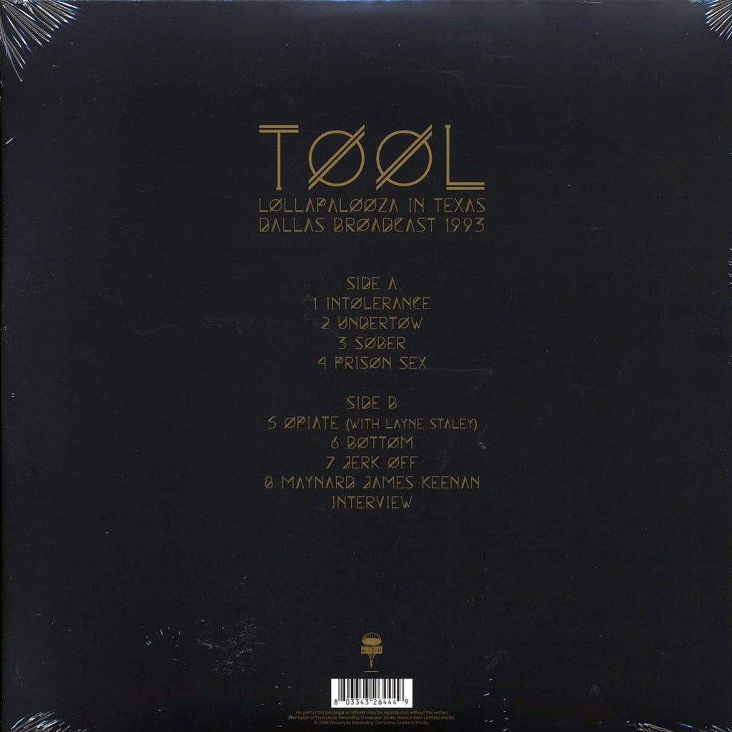 Tool - Lollapalooza In Texas: Dallas Broadcast 1993 vinyl LP back cover