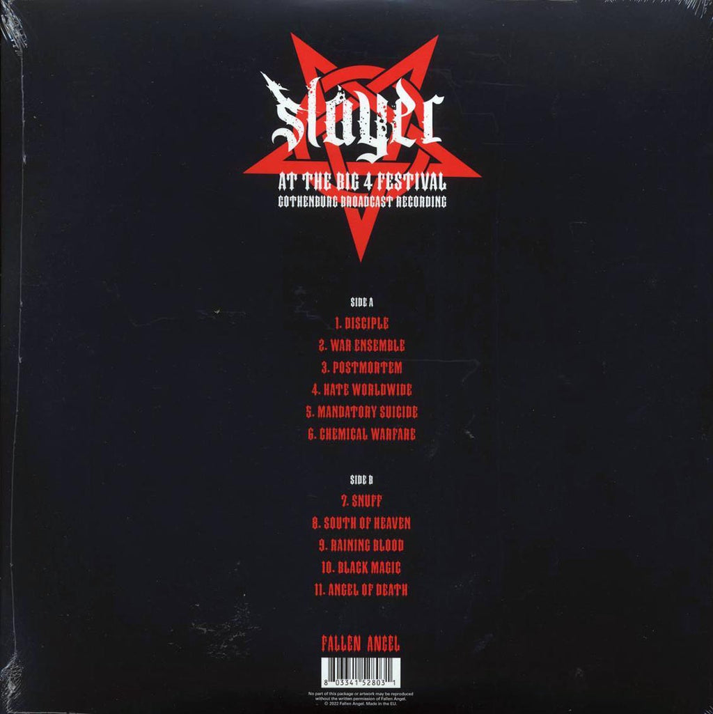 Slayer - At The Big 4 Festival: Gothenburg Broadcast Recording (ltd. ed.) (clear/red splatter vinyl) vinyl LP back cover