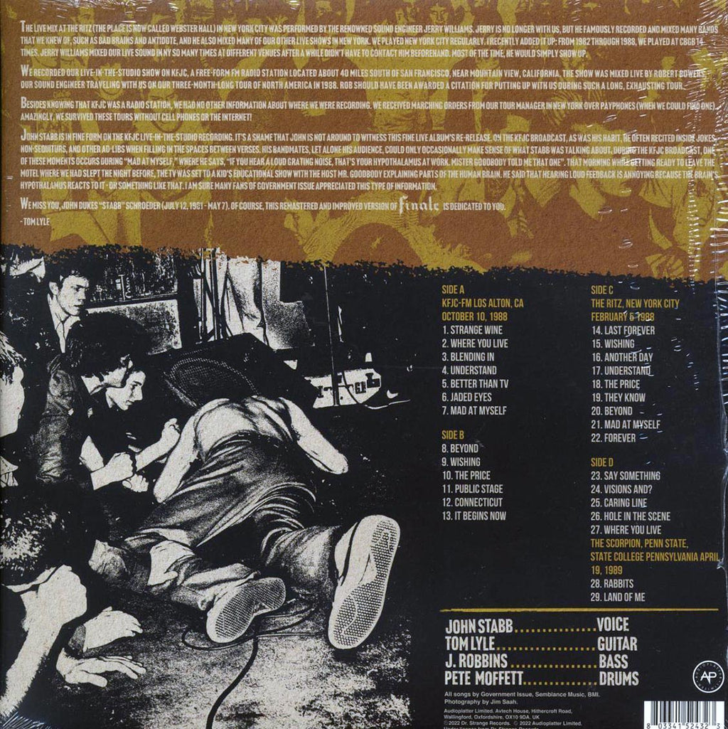 Government Issue - Finale (ltd. ed.) (2xLP) (clear vinyl) vinyl LP back cover
