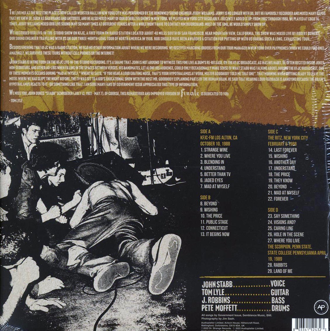 Government Issue - Finale (ltd. ed.) (2xLP) (clear vinyl) vinyl LP back cover