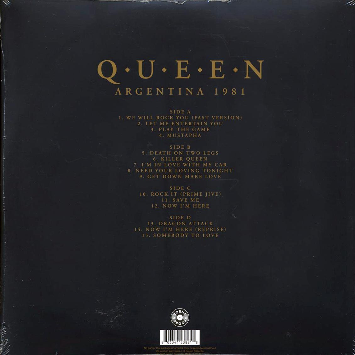 Queen - Argentina 1981 Volume 1: The Complete Buenos Aires Broadcast (2xLP) vinyl LP back cover