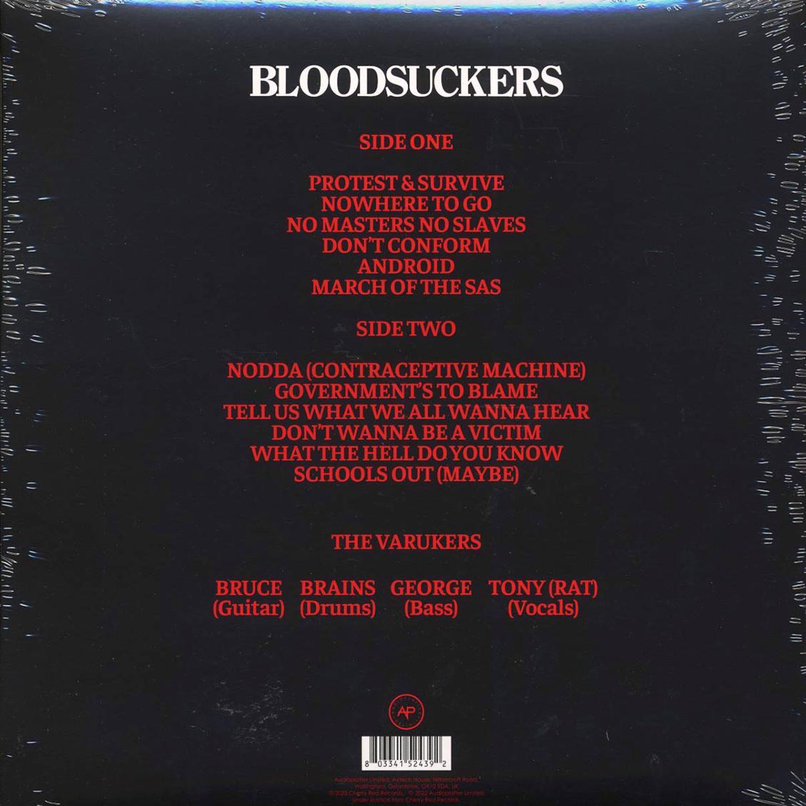 The Varukers - Bloodsuckers (ltd. ed.) (clear vinyl) vinyl LP back cover