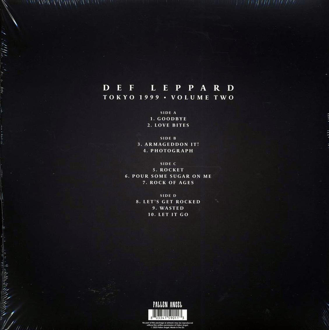 Def Leppard - Tokyo 1999 Volume 2 (ltd. ed.) (2xLP) (clear vinyl) vinyl LP back cover