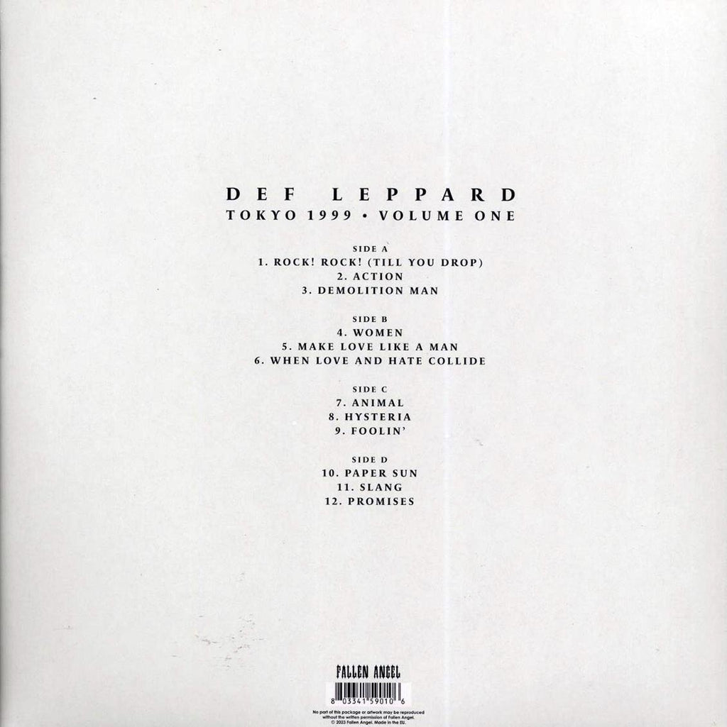 Def Leppard - Tokyo 1999 Volume 1 (2xLP) vinyl LP back cover