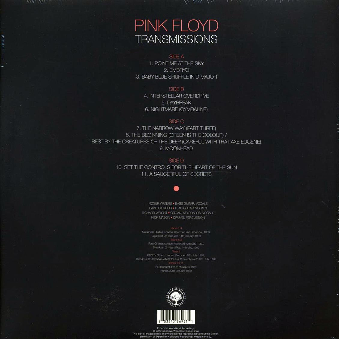 Pink Floyd - Transmissions (2xLP) vinyl LP back cover