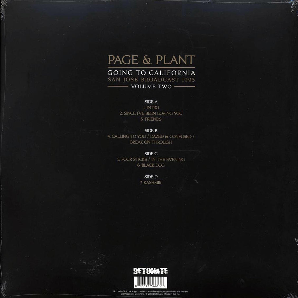 Jimmy Page, Robert Plant - Page & Plant Going To California Volume 2: San Jose Broadcast 1995 (ltd. ed.) (2xLP) (red vinyl) vinyl LP back cover