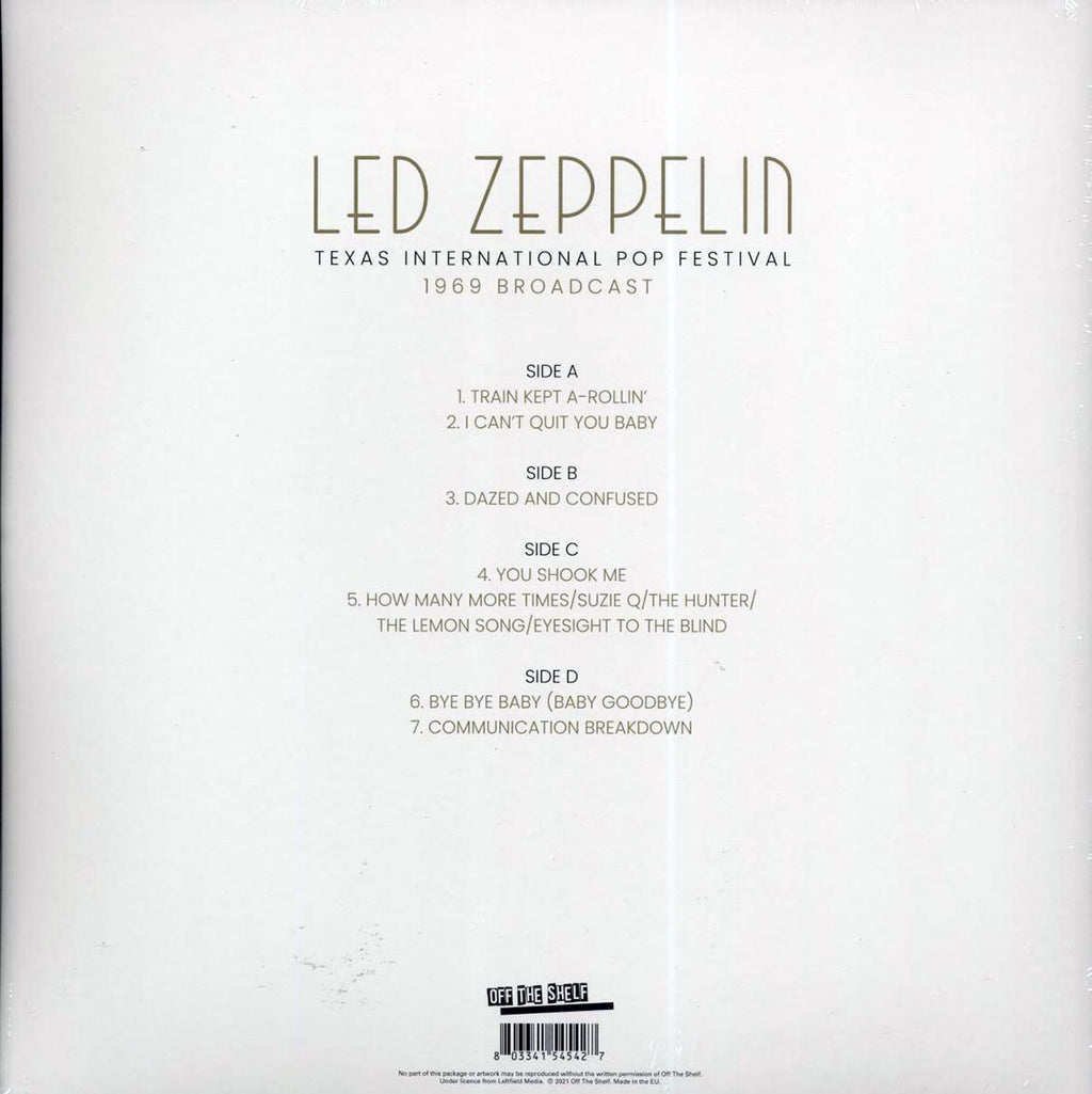 Led Zeppelin - Texas International Pop Festival (ltd. ed.) (2xLP) (grey/black splatter vinyl) vinyl LP back cover