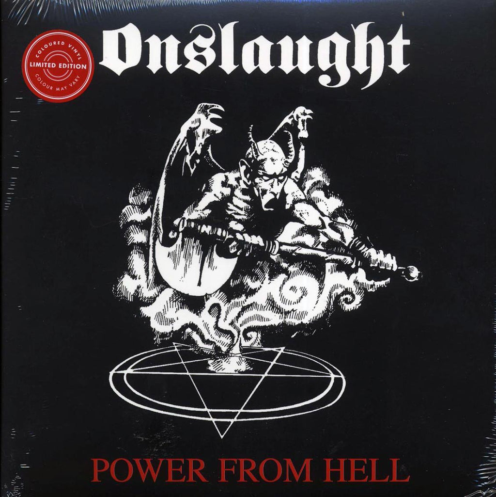 Onslaught - Power From Hell (ltd. ed.) (white/red splatter vinyl) vinyl LP front cover