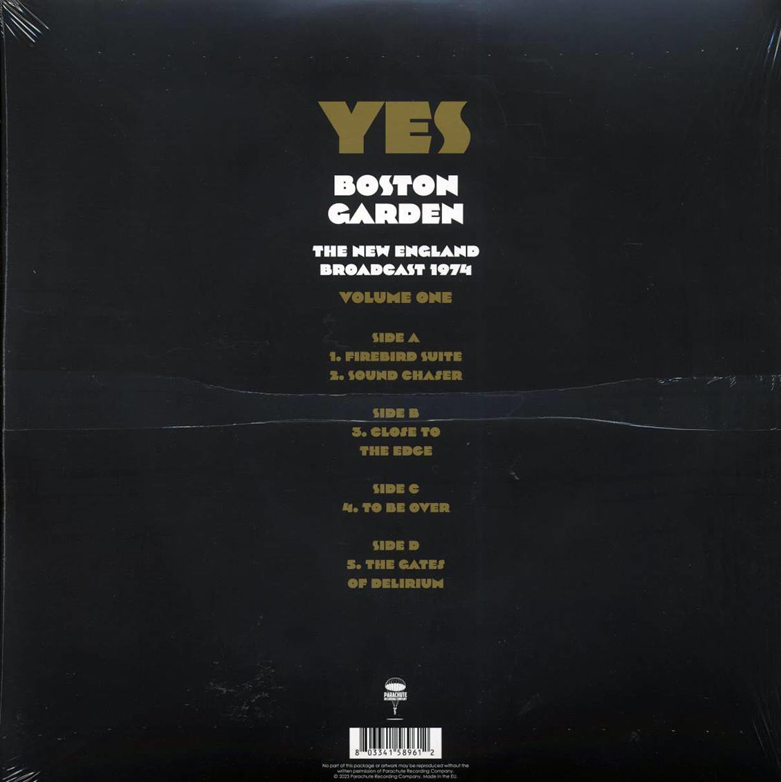 Yes - Boston Garden Volume 1: The New England Broadcast 1974 (2xLP) vinyl LP back cover