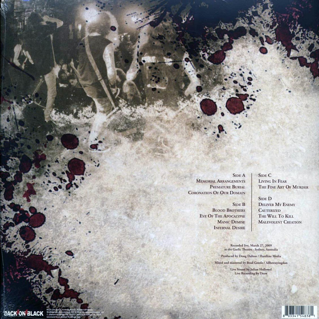 Malevolent Creation - Australian Onslaught (ltd. ed.) (2xLP) (yellow vinyl) vinyl LP back cover