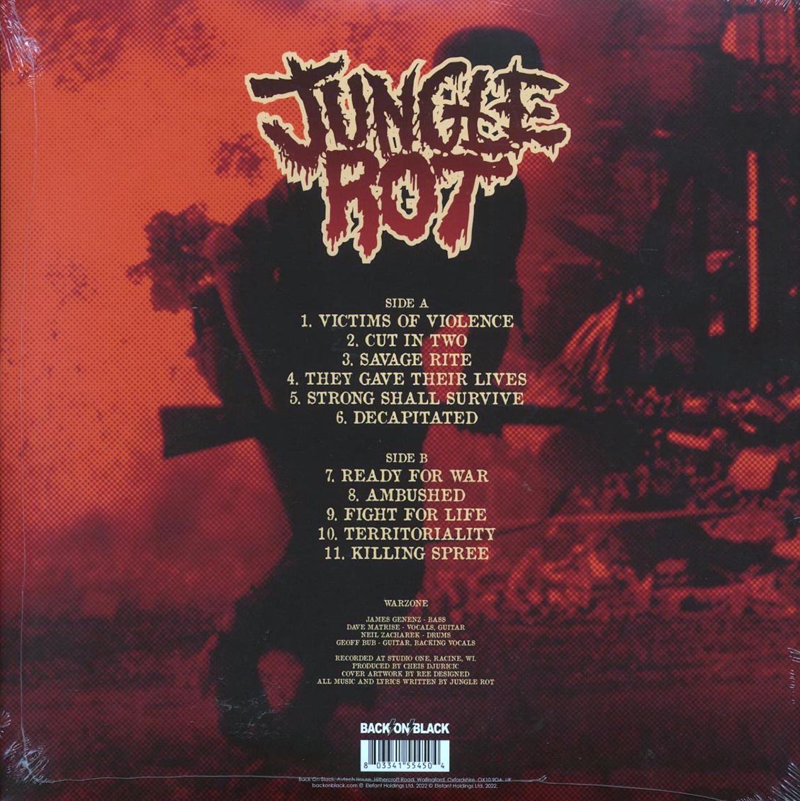Jungle Rot - War Zone (ltd. ed.) (red vinyl) vinyl LP back cover