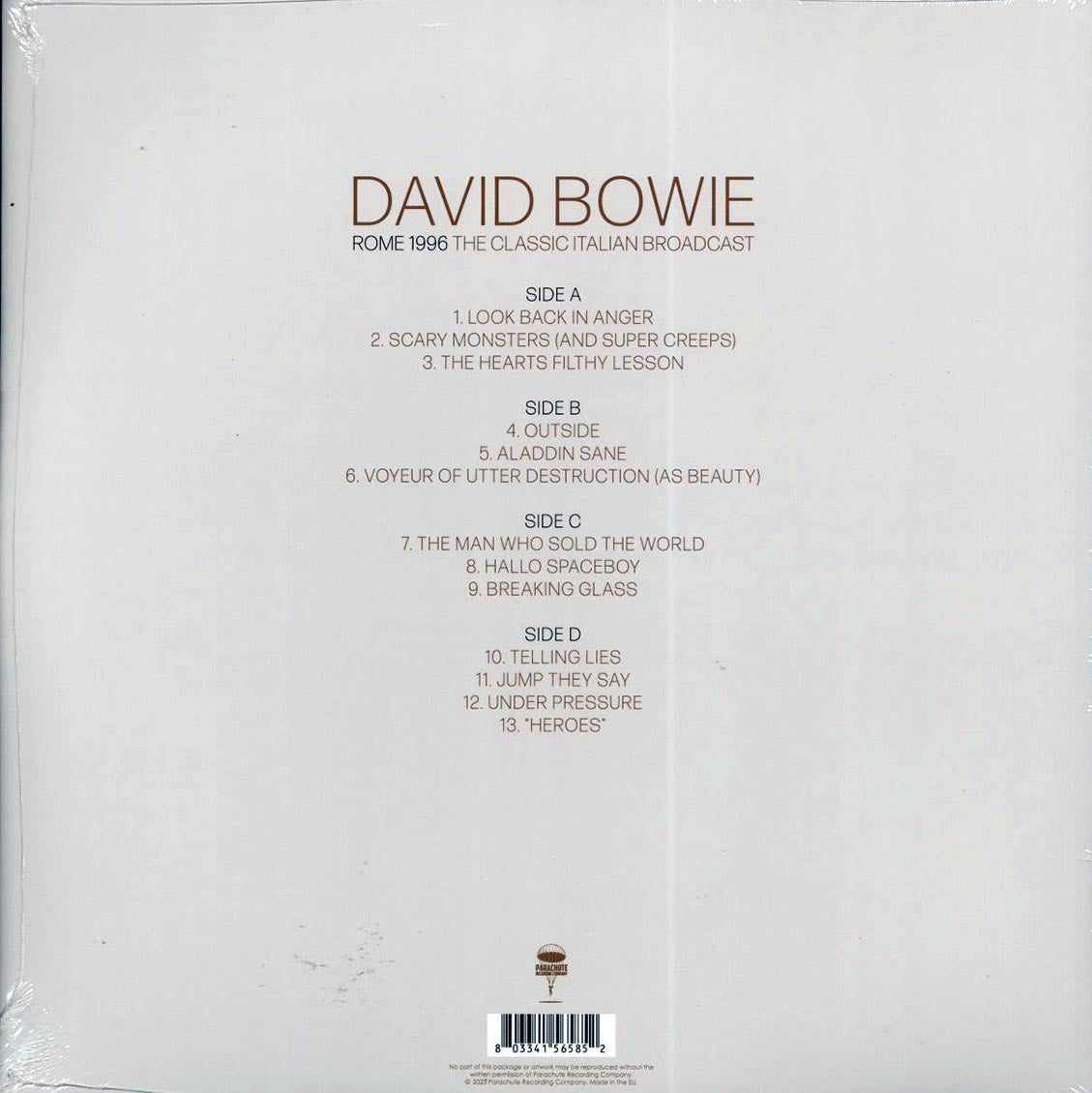 David Bowie - Rome 1996: The Classic Italian Broadcast (2xLP) vinyl LP back cover