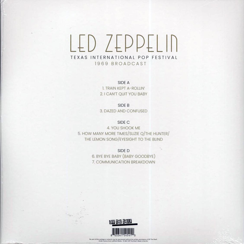 Led Zeppelin - Texas International Pop Festival (2xLP) vinyl LP back cover