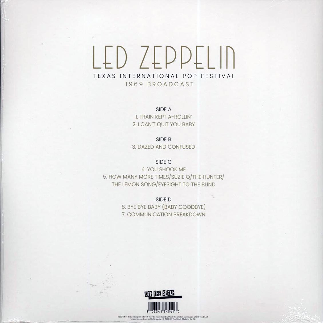 Led Zeppelin - Texas International Pop Festival (2xLP) vinyl LP back cover