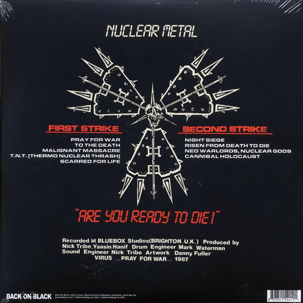 Virus - Pray For War (ltd. ed.) (white/red splatter vinyl) vinyl LP back cover