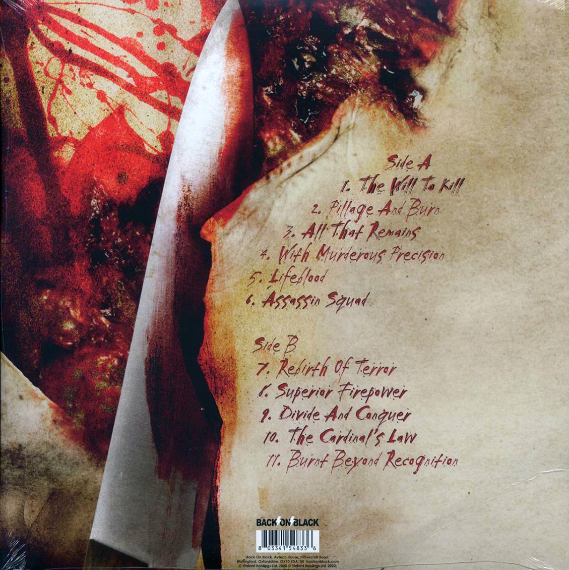 Malevolent Creation - The Will To Kill (ltd. ed.) (clear vinyl) vinyl LP back cover