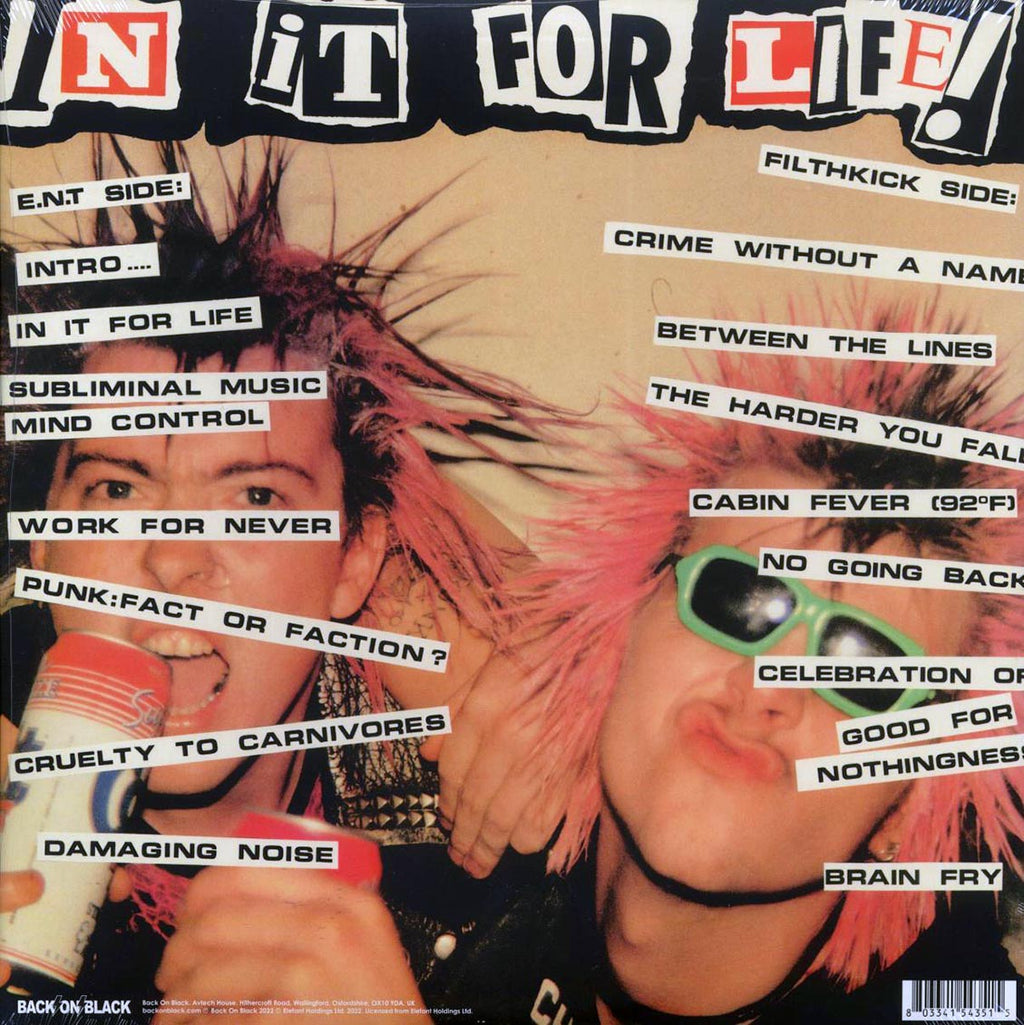 Extreme Noise Terror, Filthkick - In It For Life (ltd. ed.) (clear vinyl) vinyl LP back cover