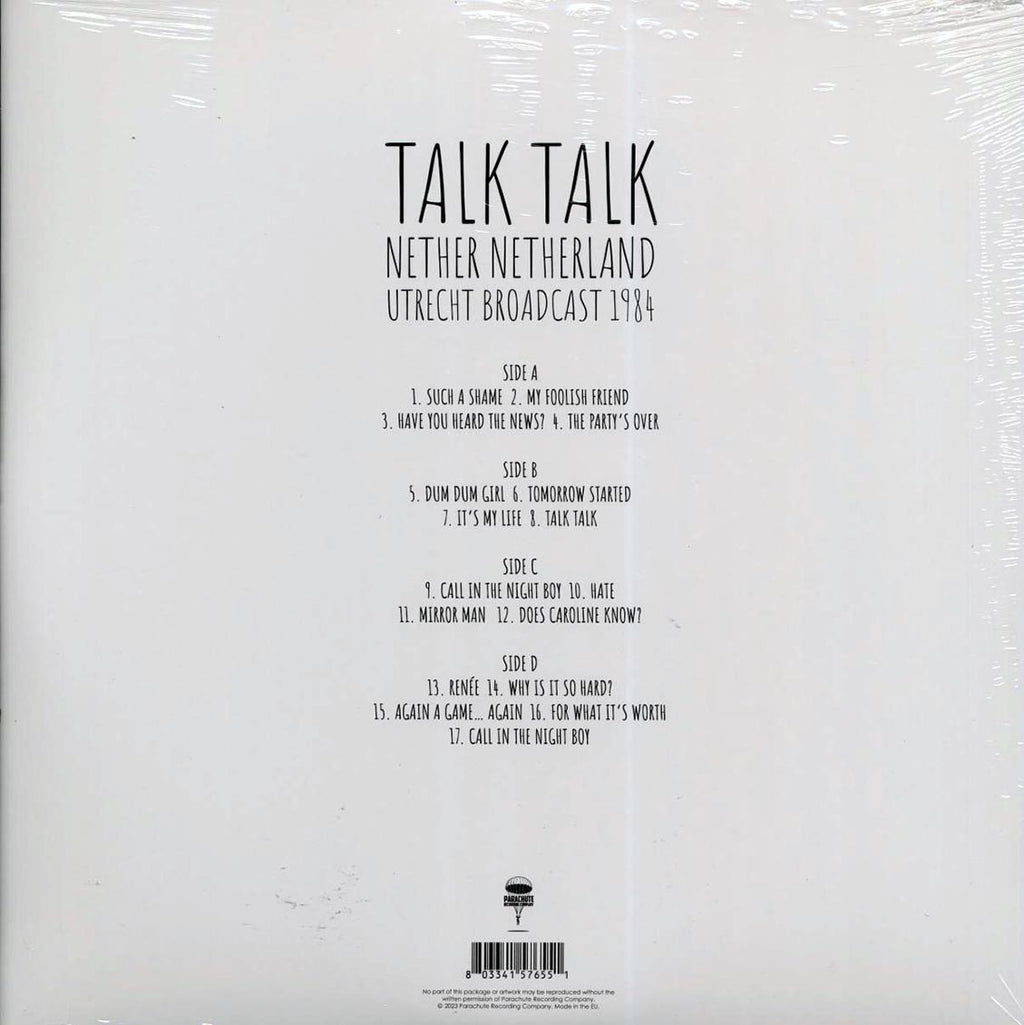 Talk Talk - Nether Netherland: Utrecht Broadcast 1984 (2xLP) vinyl LP back cover
