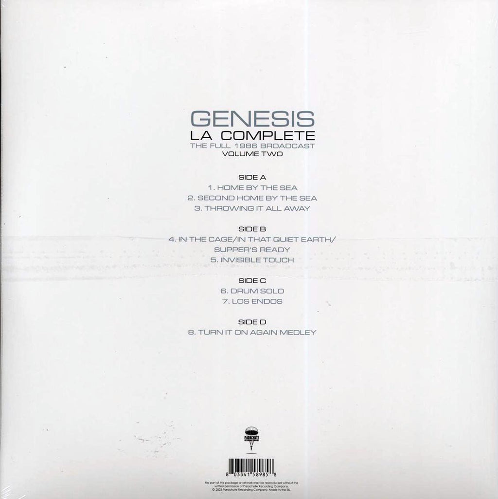Genesis - LA Complete Volume 2: The Full 1986 Broadcast (2xLP) vinyl LP back cover