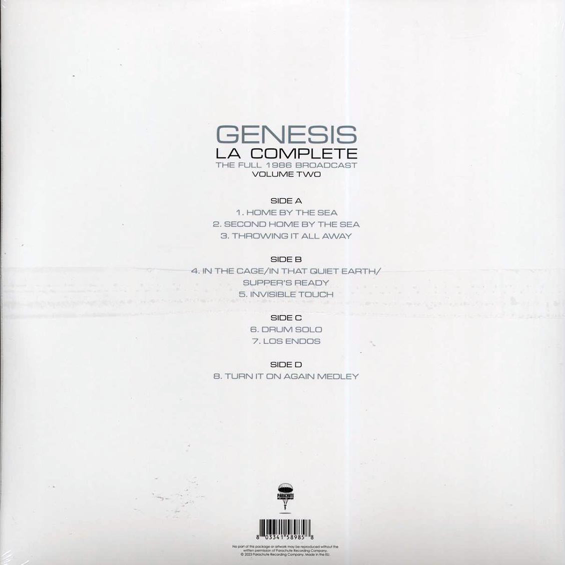Genesis - LA Complete Volume 2: The Full 1986 Broadcast (2xLP) vinyl LP back cover