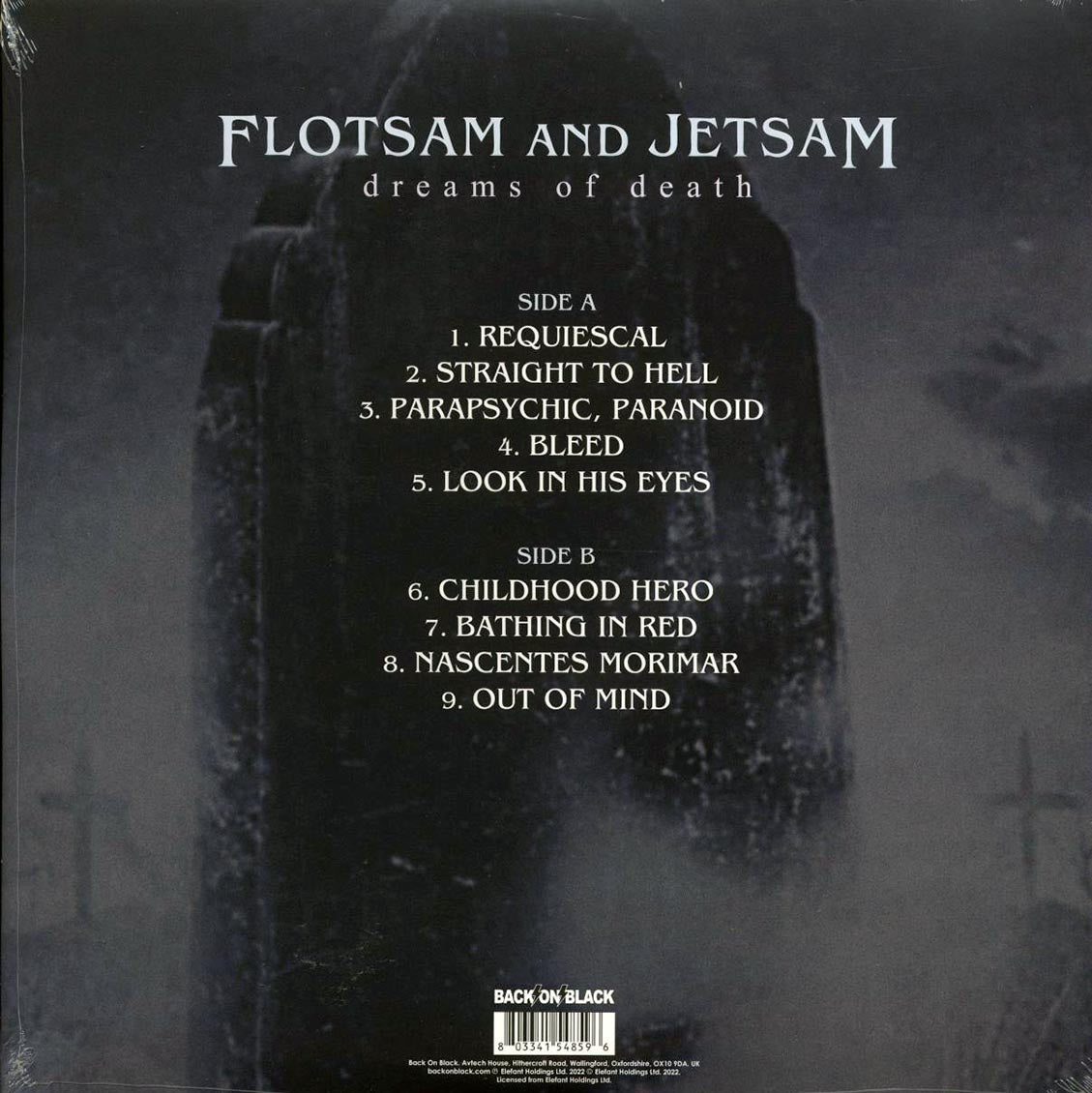 Flotsam & Jetsam - Dreams Of Death (ltd. ed.) (clear vinyl) vinyl LP back cover