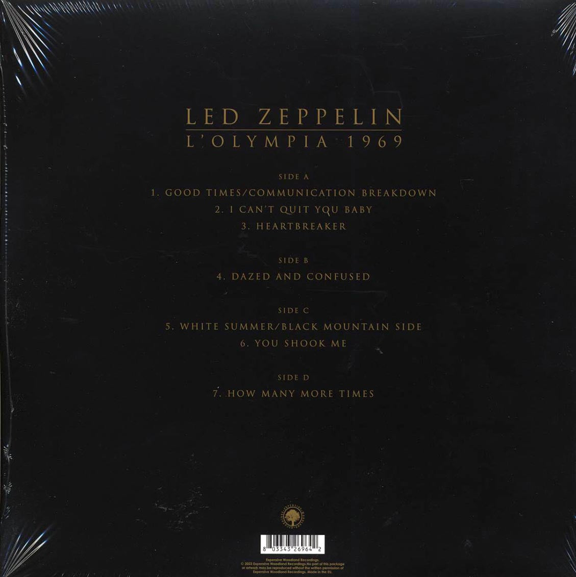 Led Zeppelin - L'Olympia 1969 (2xLP) vinyl LP back cover