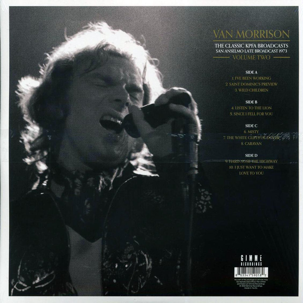 Van Morrison - The Classic KPFA Broadcasts Volume 2: San Anselmo Late Broadcast 1973 (2xLP) vinyl LP back cover